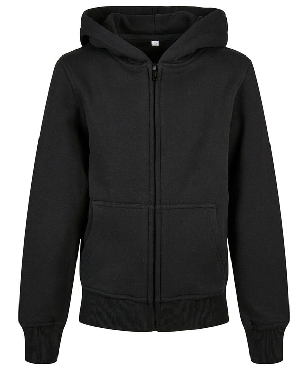 Build Your Brand Organic Kids Basic Zip Hoodie - Black