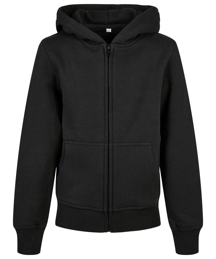 Build Your Brand Organic Kids Basic Zip Hoodie - Black