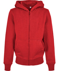 Build Your Brand Organic Kids Basic Zip Hoodie - City Red