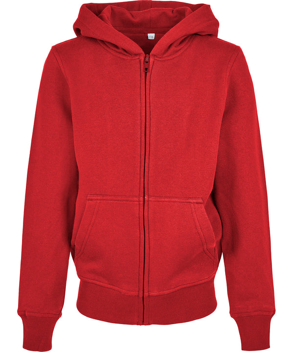 Build Your Brand Organic Kids Basic Zip Hoodie - City Red