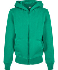 Build Your Brand Organic Kids Basic Zip Hoodie - Grass Green