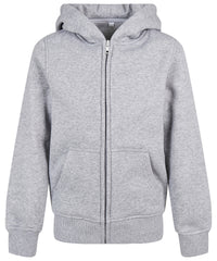 Build Your Brand Organic Kids Basic Zip Hoodie - Heather Grey