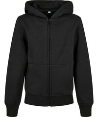 Build Your Brand Organic Kids Basic Zip Hoodie - Black
