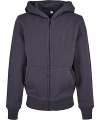 Build Your Brand Organic Kids Basic Zip Hoodie - Navy