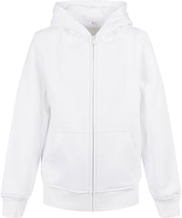 Build Your Brand Organic Kids Basic Zip Hoodie - White