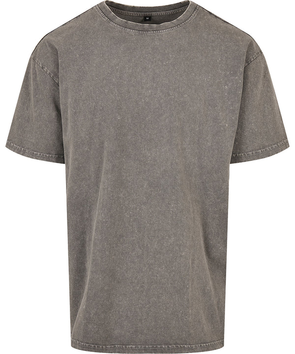 Build Your Brand Acid Washed Heavy Oversized Tee - Asphalt*