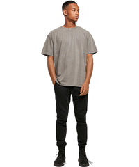 Build Your Brand Acid Washed Heavy Oversized Tee - Asphalt*