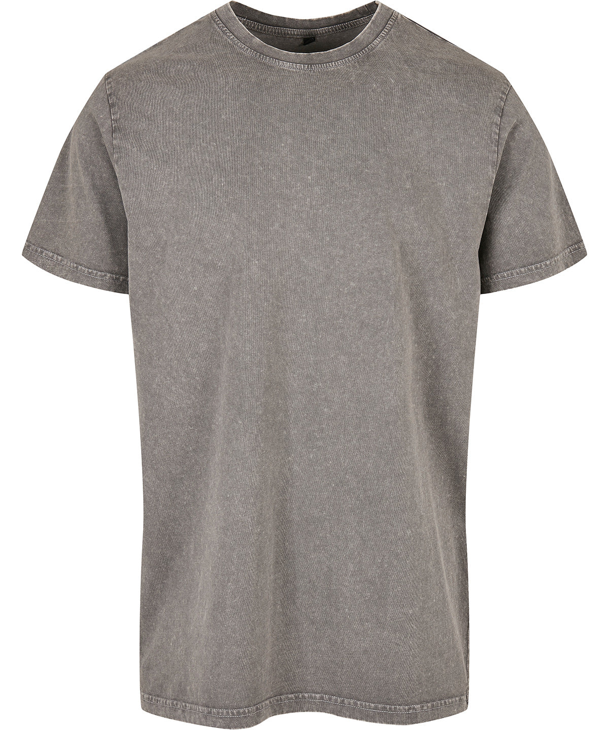 Build Your Brand Acid Washed Round Neck Tee - Asphalt