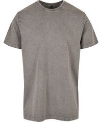 Build Your Brand Acid Washed Round Neck Tee - Asphalt