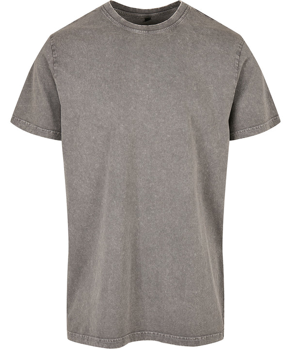 Build Your Brand Acid Washed Round Neck Tee - Asphalt
