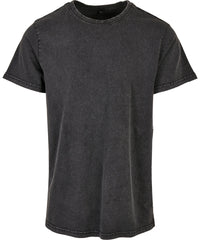 Build Your Brand Acid Washed Round Neck Tee - Black