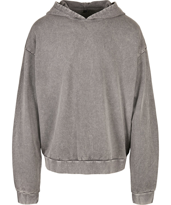 Build Your Brand Acid Washed Oversize Hoodie - Asphalt