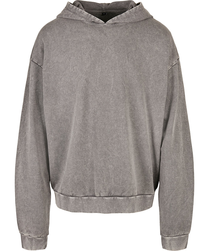 Build Your Brand Acid Washed Oversize Hoodie - Asphalt