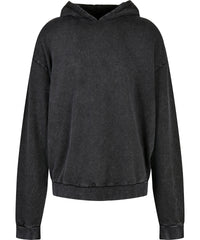 Build Your Brand Acid Washed Oversize Hoodie - Black