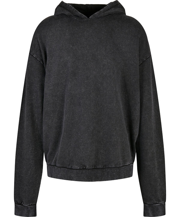 Build Your Brand Acid Washed Oversize Hoodie - Black