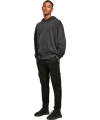 Build Your Brand Acid Washed Oversize Hoodie - Asphalt