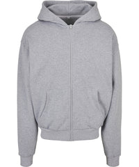 Build Your Brand Ultra Heavy Zip Hoodie - Heather Grey