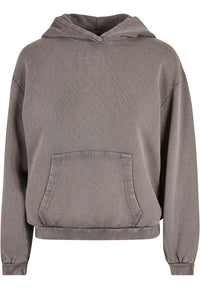 Build Your Brand Women's Acid Washed Oversized Hoodie - Asphalt