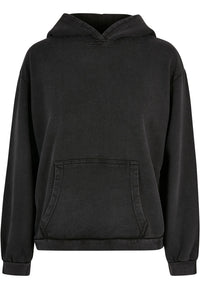 Build Your Brand Women's Acid Washed Oversized Hoodie - Black