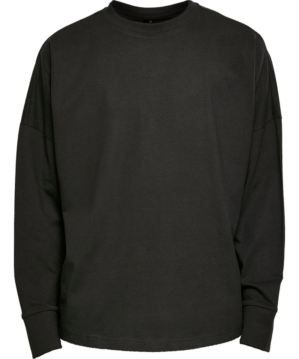 Build Your Brand Oversize Cut on Sleeve Long Sleeve - Black