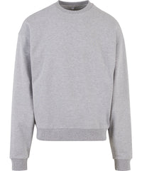 Build Your Brand Ultra-heavy Cotton Crew Neck - Heather Grey