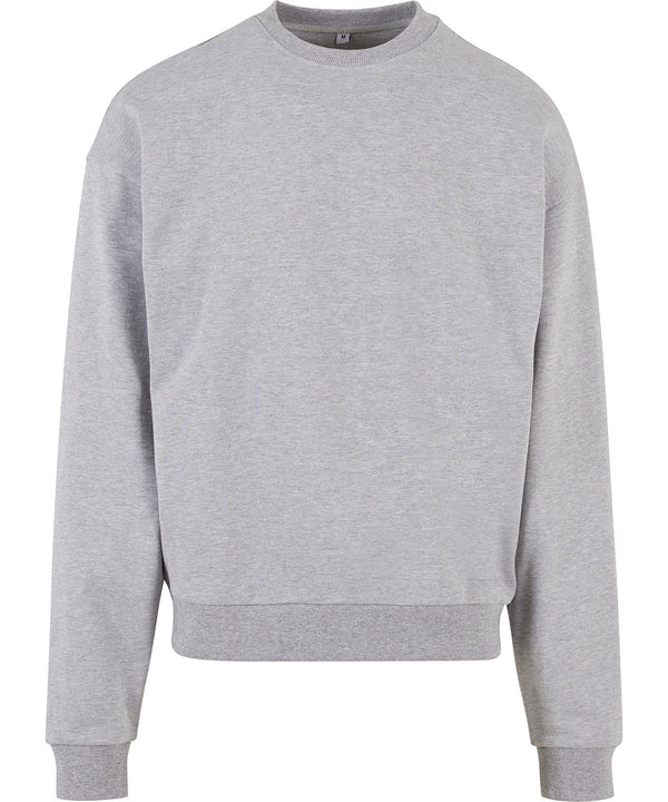 Build Your Brand Ultra-heavy Cotton Crew Neck - Heather Grey