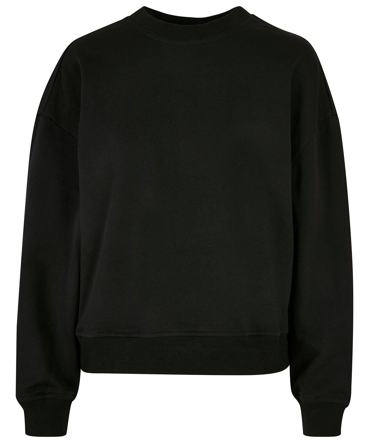Build Your Brand Women’s Oversized Crew Neck Sweatshirt - Black