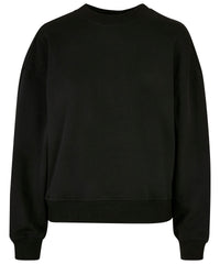 Build Your Brand Women’s Oversized Crew Neck Sweatshirt - Black