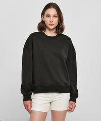 Build Your Brand Women’s Oversized Crew Neck Sweatshirt - Black