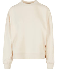 Build Your Brand Women’s Oversized Crew Neck Sweatshirt - White Sand