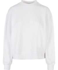 Build Your Brand Women’s Oversized Crew Neck Sweatshirt - White
