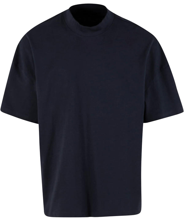 Build Your Brand Oversized Mock Neck Tee - Navy
