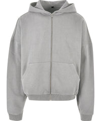 Build Your Brand 90s Zip Hoodie - Heather Grey