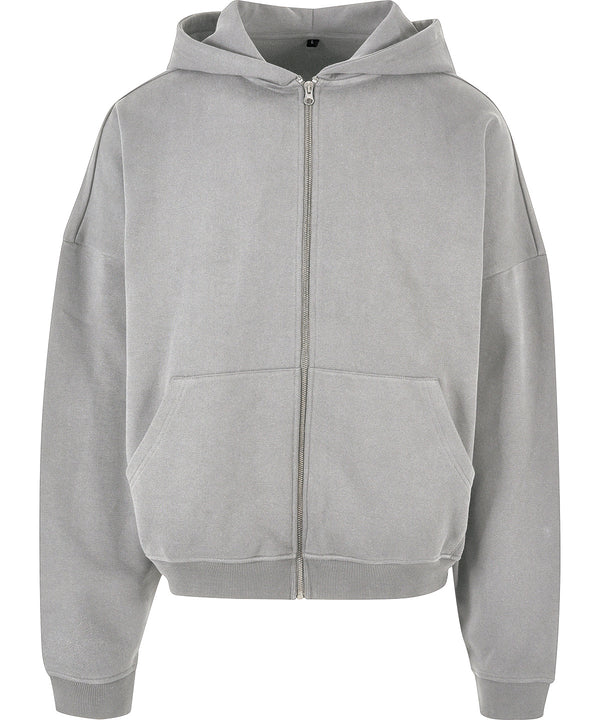 Build Your Brand 90s Zip Hoodie - Heather Grey