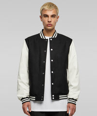 Build Your Brand Old School College Jacket - Black/White