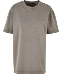 Build Your Brand Women’s Oversized Acid Wash Tee - Asphalt