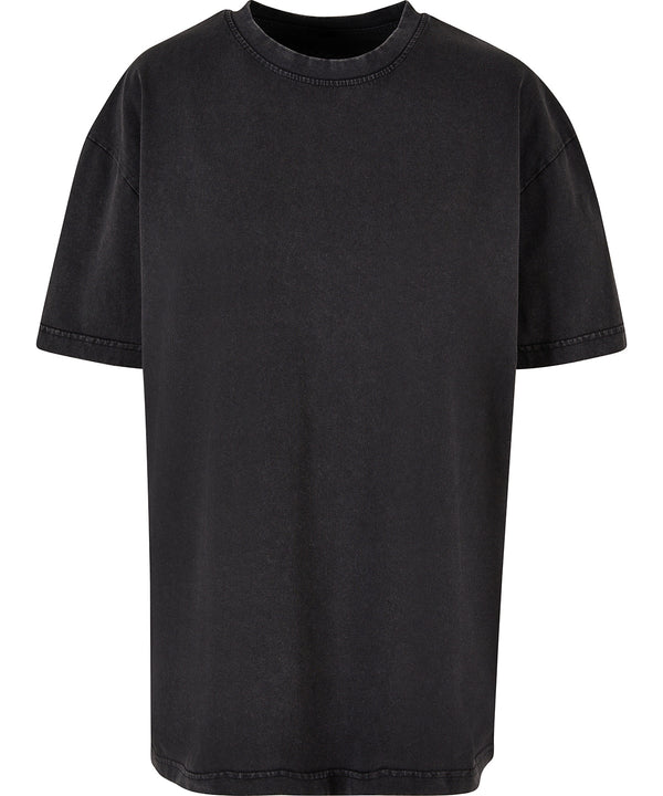Build Your Brand Women’s Oversized Acid Wash Tee - Black