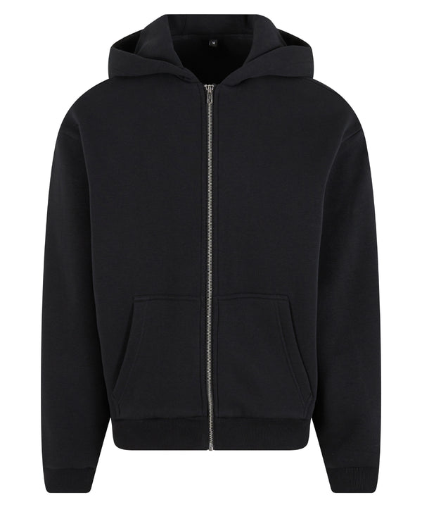 Build Your Brand Fluffy Zip Hoodie - Black
