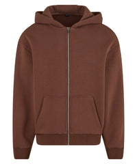 Build Your Brand Fluffy Zip Hoodie - Chocolate Brown