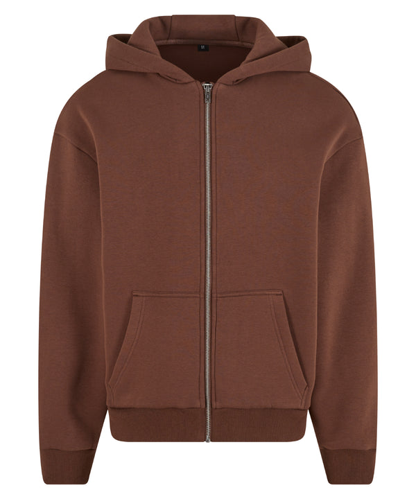Build Your Brand Fluffy Zip Hoodie - Chocolate Brown