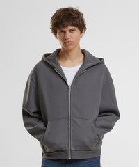 Build Your Brand Fluffy Zip Hoodie - Black