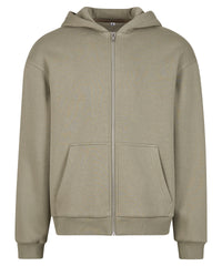 Build Your Brand Fluffy Zip Hoodie - Pale Olive