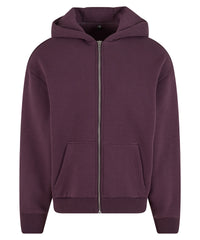Build Your Brand Fluffy Zip Hoodie - Plum Purple