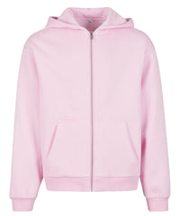 Build Your Brand Fluffy Zip Hoodie - Soft Pink