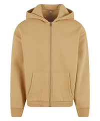 Build Your Brand Fluffy Zip Hoodie - Union Beige