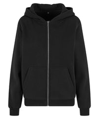 Build Your Brand Women’s Fluffy Zip Hoodie - Black