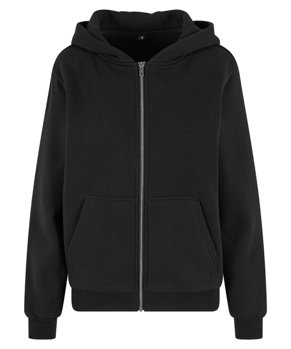 Build Your Brand Women’s Fluffy Zip Hoodie - Black
