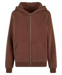 Build Your Brand Women’s Fluffy Zip Hoodie - Chocolate Brown
