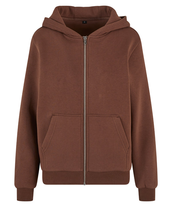 Build Your Brand Women’s Fluffy Zip Hoodie - Chocolate Brown