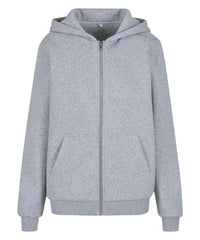 Build Your Brand Women’s Fluffy Zip Hoodie - Heather Grey